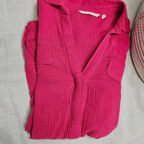 Soft Surroundings Womens Pink‎ Long Sleeve Buttoned Tunic Top S 100% Cotton - Picture 9 of 15